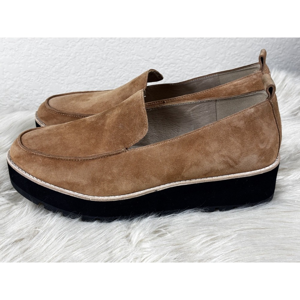 Eileen Fisher Suede Lug Sole Loafers Womens 10 Brown NWOT Platform Comfort